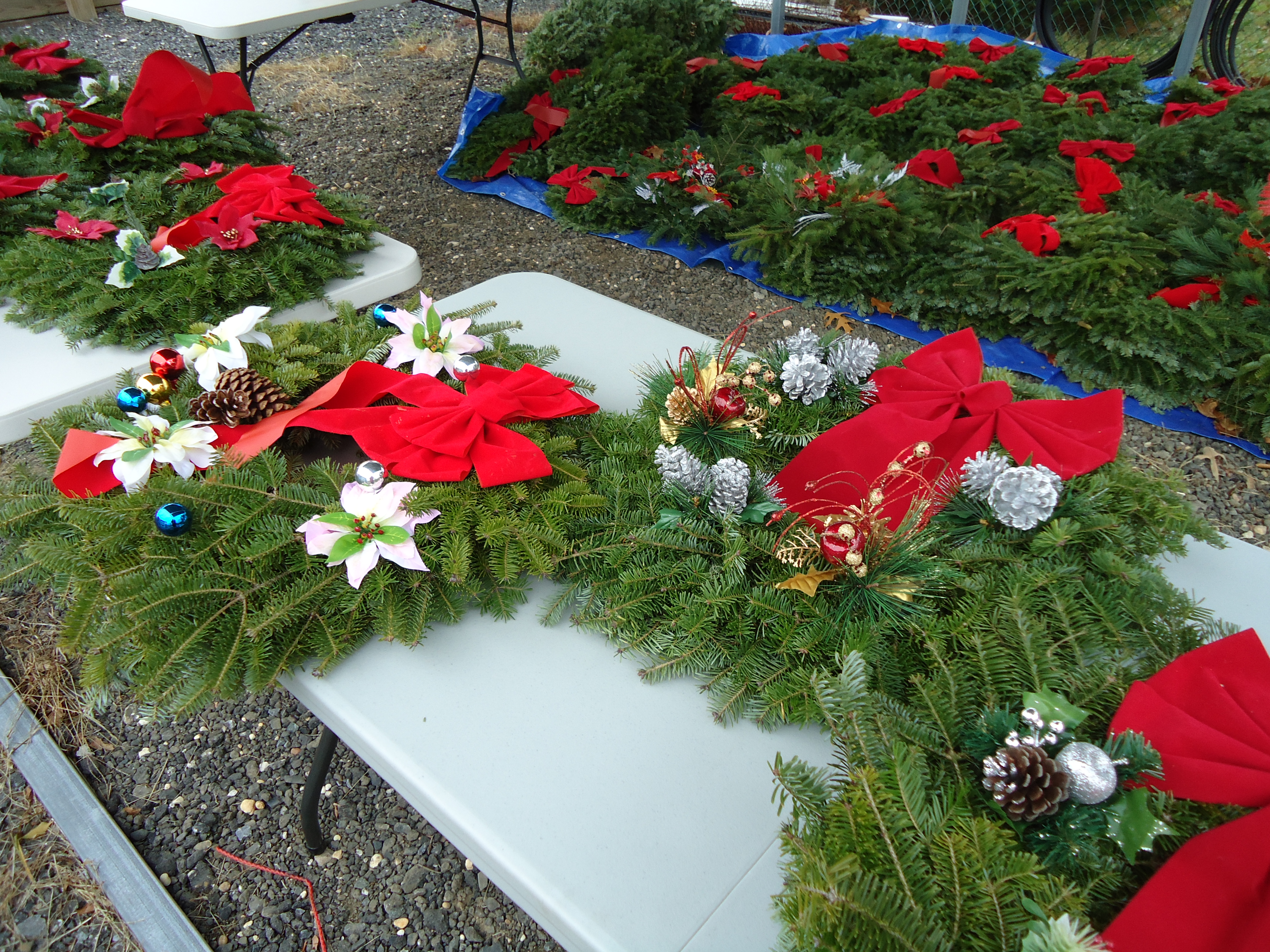 Wreaths on a table
